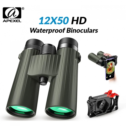 APEXEL BR001 12X50 Leistungsstarke Fernglas Dach Teleskop Wasserdicht Stickstoff Gefüllt Optische Objektiv Telefon Adapter Für Camping Jagd Reisen