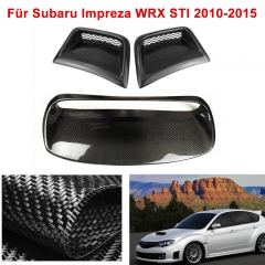 Carbon fiber Bonnet Scoop Outlet Cover + Front bumper side vent cover trim for Subaru Impreza WRX STI 2010-2015