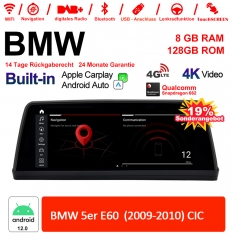 10.25" Qualcomm Snapdragon 665 Android 12.0 4G LTE Autoradio / Multimédia USB WiFi Navi Carplay Pour BMW 5 Series E60 (2009-2010) CIC