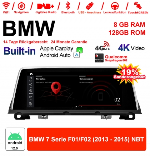 10.25 inch Qualcomm Snapdragon 665 8 Core Android 12.0 4G LTE Car Radio / Multimedia USB WiFi Carplay For BMW 7 Series F01 / F02 (2013-2015) NBT