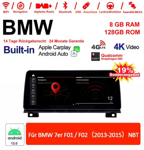 12.3 pouces Qualcomm Snapdragon 665 8 Core Android 12.0 4G LTE Autoradio / Multimédia USB Carplay Pour BMW 7 Series F01/F02 (2013-2015) NBT avec WIFI