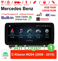 Qualcomm Snapdragon 665 8 Core Android 12 4G LTE Autoradio/ Multimédia 8Go RAM 128Go ROM pour Benz Classe C W204 2008-2010 NTG4.0 CarPlay intégre