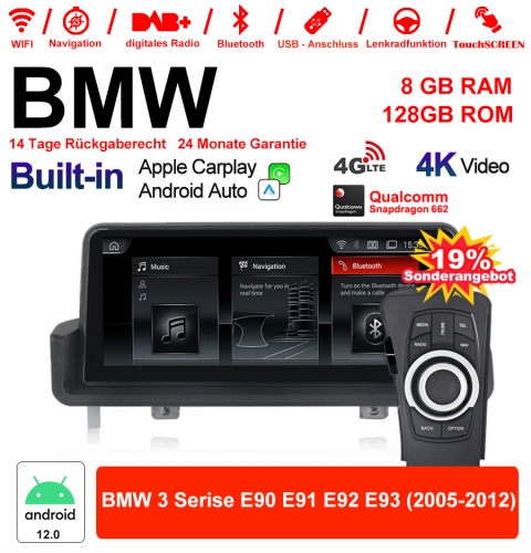 10,25" Qualcomm Snapdragon 665 Android 12.0 4G LTE Autoradio / Multimédia USB WiFi Navi Carplay Pour BMW 3 Series E90 E91 E92 E93 (2005-2012)