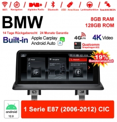 10.25 Zoll Qualcomm Snapdragon 665  8 Core Android 12.0 4G LTE Autoradio / Multimedia USB WiFi Navi Carplay Für BMW 1er E87 (2006-2012) CIC