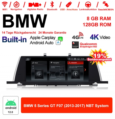 10.25 Zoll Qualcomm Snapdragon 665 8 Core Android 12.0 4G LTE Autoradio / Multimedia USB WiFi Navi Carplay Für BMW 5 Series F07 GT (2013-2017) NBT