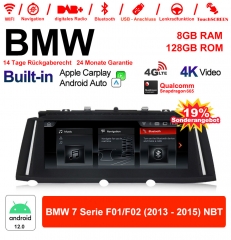 10.25 inch Qualcomm Snapdragon 665 8 Core Android 12.0 4G LTE Car Radio / Multimedia USB WiFi Carplay For BMW 7 Series F01/F02 2013-2015 NBT