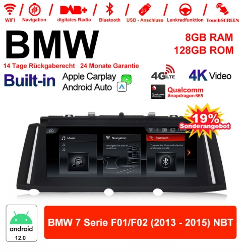 10.25 Zoll Qualcomm Snapdragon 665 8 Core Android 12.0 4G LTE Autoradio / Multimedia USB WiFi Navi Carplay Für BMW 7 Series F01/F02 2013-2015 NBT