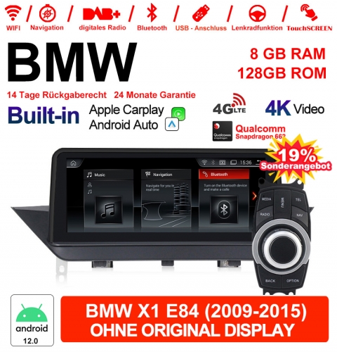 10.25" Qualcomm Snapdragon 665 Android 12.0 4G LTE Autoradio / Multimédia USB WiFi Navi Carplay Pour BMW X1 E84 (2009-2015) 