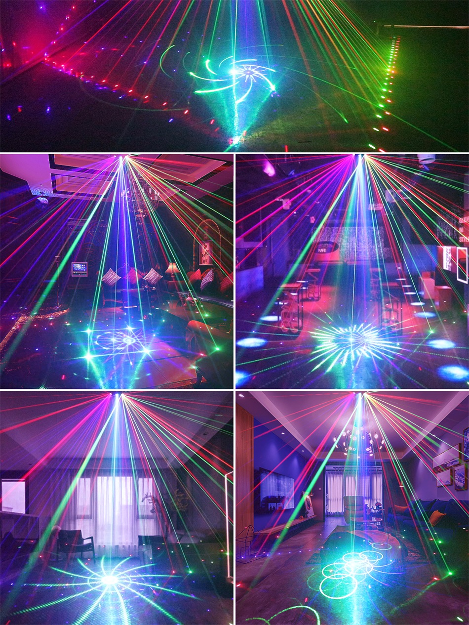 Projecteur de lumière laser à faisceau DJ Disco RVB 15 trous