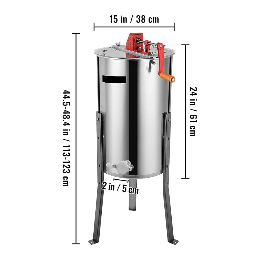 Manual honey extractor with 3 frames
