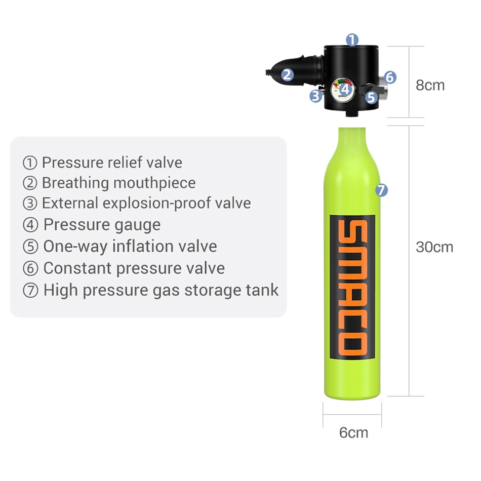 Smaco S300Plus Tragbarer Tauchen Sauerstoff Flasche 
