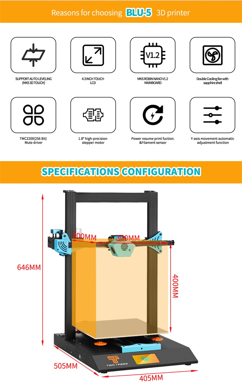 Twotrees Blu-5 Bluer Plus 3D Printer Kit