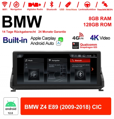 10.25 inch Qualcomm Snapdragon 665 8 Core Android 12.0 4G LTE Car Radio / Multimedia USB WiFi Carplay For BMW Z4 E89 (2009-2018) CIC