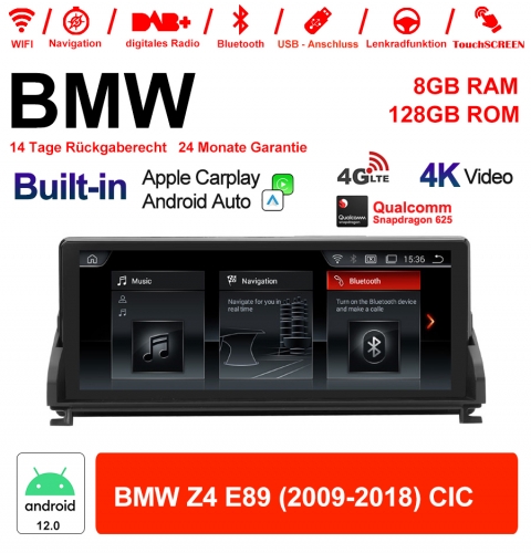 10.25" Qualcomm Snapdragon 665 Android 12.0 4G LTE Autoradio / Multimédia USB WiFi Navi Carplay Pour BMW Z4 E89 (2009-2018) CIC