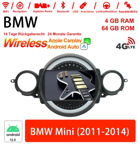 9 Zoll Android 12.0 4G LTE Autoradio / Multimedia 4GB RAM 64GB ROM Für BMW Mini Cooper (2011-2014)