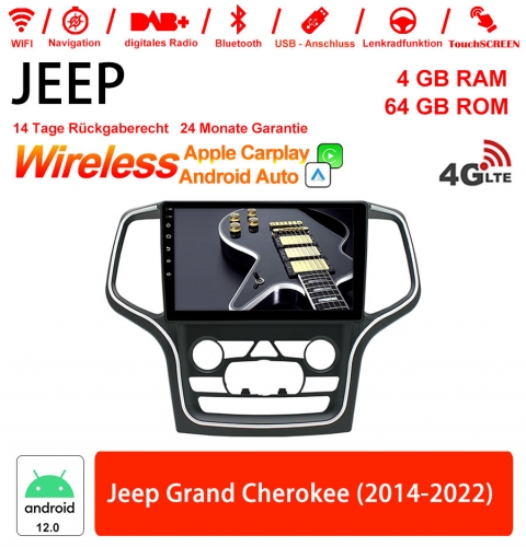 10.1 Zoll Android 12.0 4G LTE Autoradio / Multimedia 4GB RAM 64GB ROM Für Jeep Grand Cherokee 2014-2022 Built-in Carplay / Android Auto