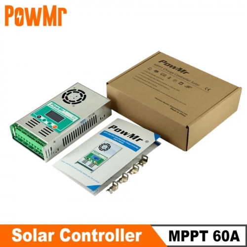 PowMr MPPT Solar Charge Controller 60A Battery Charger 12V 24V 36V 48V Auto Max PV 190VDC for Lead Acid Lithium Battery