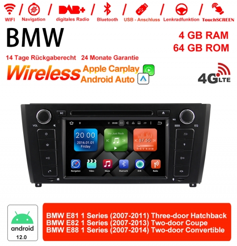 7 Zoll Android 12.0  Autoradio / Multimedia 4GB RAM 64GB ROM Für BMW E81 E82 E88 Built-in Carplay / Android Auto