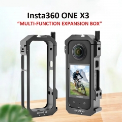 Metal Protective Cage Frame Rig with Cold Shoe Mount for insta360 X3 Action Camera Accessories