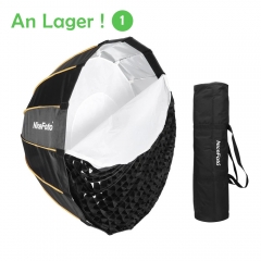 NiceFoto LED-Φ120cm / 90cm / 70cm / 60cm Schnellmontage Faltbarer Regenschirm für Parabolregen Softbox mit gitter tragetasche durchmesser