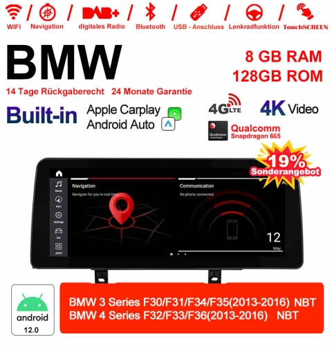 12.3 Zoll Qualcomm Snapdragon 665 8 Core Android 12.0 4G LTE Autoradio/Multimedia 6GB RAM 128GB ROM USB Carplay Für BMW 3 Series/4 Series NBT Mit Wifi