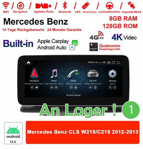 Qualcomm Snapdragon 665 8 Core Android 12 4G LTE Autoradio/Multimedia 8GB RAM 128GB ROM Für Mercedes Benz CLS W218/C218 2012-2013 NTG4.5