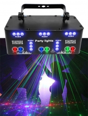 21 Hole RGB Party DJ Disco Beam Pattern Stage Laser Light Projector RGB UV LED Strobe Sound Party Holiday Wedding Lamp