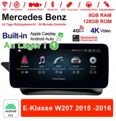 Qualcomm Snapdragon 665 8 Core Android 12 4G LTE Autoradio/Multimédia 8Go RAM 128Go ROM pour Benz Classe E W207 2015-2016 NTG5.0 CarPlay intégré