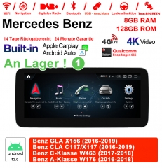 Qualcomm Snapdragon 665 Android 12 4G LTE Autoradio/Multimédia 8Go RAM 128Go ROM pour Benz GLA X156 CLA C117/X117 Classe C W463 Classe A W176 NTG5.0