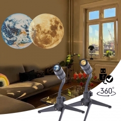 Star Projector 2 In 1 Moon Earth Projector Lamp 360° Rotatable Bracket USB Rechargeable Led Night Light Planet Projection Lamp