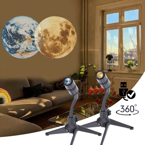 Sternen Projektor 2 In 1 Mond Erde Projektor Lampe 360 ° Drehbare Halterung USB Aufladbare Led Nacht Licht Planet Projektion lampe