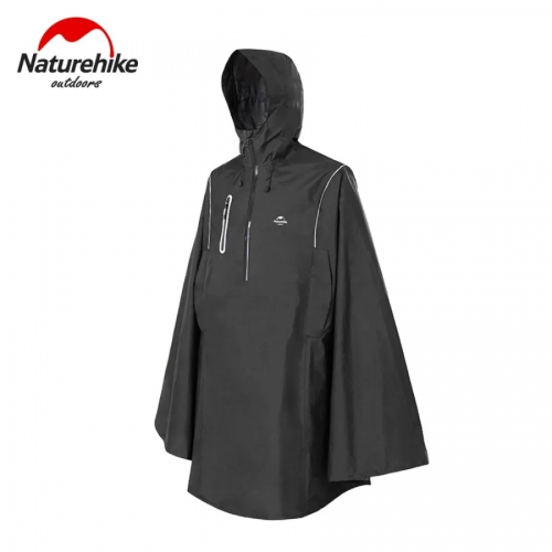 Naturehike Poncho Long imperméable noir pour adulte, imperméable multifonctionnel à capuche pour randonnée en plein air voyage