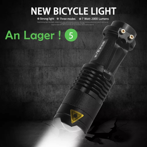 Vélo Lumière 7W 2000 Lumens 3 Mode LED Vélo Phare Étanche ZOOM Lampe de Poche BL0502