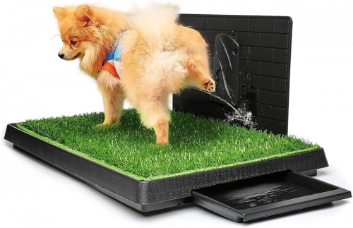 Hompet Toilette intérieure pour chien avec plateau Toilette pour chien pour petits chiens Tapis d'apprentissage de la propreté avec séparateur d'urine