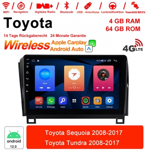 10 Zoll Android 12.0 Autoradio / Multimedia 4GB RAM 64GB ROM Für Toyota Sequoia/Tundra  2008-2017 Mit WiFi NAVI Bluetooth USB