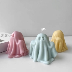 3D Silicone Ghost Candle Mold Plaster Resin Drop Glue Chocolate Soap Ice Cube Mold Candle Making Halloween Ornament Party Decor