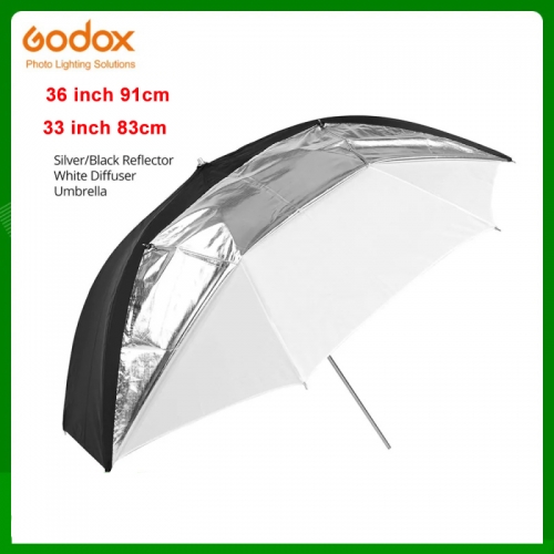 Godox 91cm 36" / 83cm 33" Black Translucent White Umbrella Double Layers Reflective for Studio Flash Lighting