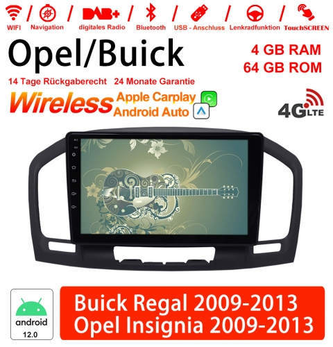 9 pouces Android 12.0 4G LTE Autoradio / Multimedia 4 Go de RAM 64 Go de ROM pour Buick Regal / Opel Insignia 2009-2013 Carplay intégré / Android Auto