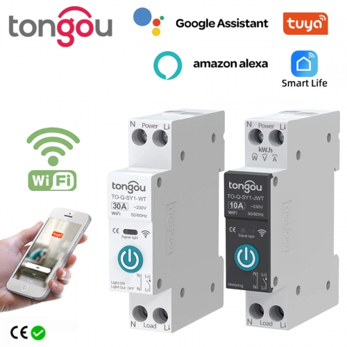 TUYA WIFI Smart Circuit Breaker Power Metering 1P 63A DIN Schiene für Smart Home drahtlose Fernbedienung Switch