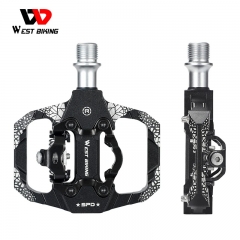 West Biking Bicycle Lock Pedal 2 In 1 With Free Cleat For SPD System MTB Road Bike Pedals Anti-slip Bearing Cycling Accessories