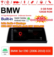 10.25 Zoll Qualcomm Snapdragon 665 8 Core Android 12.0 4G LTE Autoradio / Multimedia USB WiFi Navi Carplay Für BMW 3 Series E90 (2006-2010) CCC