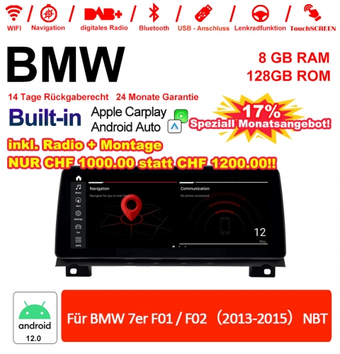 12.3 Inch Qualcomm Snapdragon 665 8 Core Android 12.0 4G LTE Car Radio / Multimedia USB Carplay For BMW 7 Series F01/F02 (2013-2015) NBT With WiFi