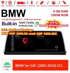 10.25" Qualcomm Snapdragon 665 Android 12.0 4G LTE Autoradio / Multimédia USB WiFi Navi Carplay Pour BMW 5 Series E60 (2005-2010) CCC