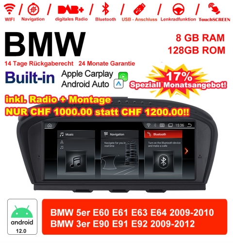 8.8" Qualcomm Snapdragon 665 Android 12.0 4G LTE Autoradio / Multimédia USB WiFi Carplay Pour Für BMW 5 Series E60 E61 E63 3 Serie E90 CIC