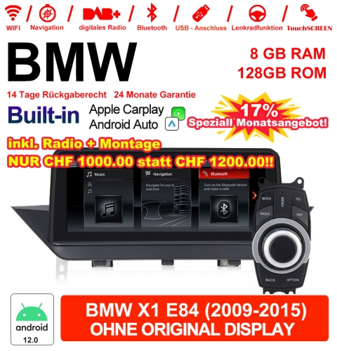 10.25" Qualcomm Snapdragon 665 Android 12.0 4G LTE Autoradio / Multimédia USB WiFi Navi Carplay Pour BMW X1 E84 (2009-2015) 