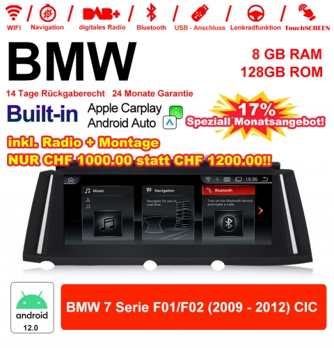 10.25 Zoll Qualcomm Snapdragon 665 8 Core Android 12.0 4G LTE Autoradio / Multimedia USB WiFi Navi Carplay Für BMW 7 Series F01/F02 2009-2012 CIC