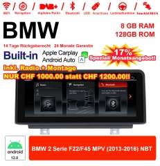 8.8 Zoll Qualcomm Snapdragon 665 8 Core Android 12.0 4G LTE Autoradio / Multimedia 8GB RAM 128GB ROM USB WiFi Carplay Für BMW 2 Series F22/F45 MPV NBT