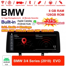 12.3 Zoll Qualcomm Snapdragon 665 8 Core Android 12.0 4G LTE Autoradio / Multimedia USB Carplay Für  BMW 3/4 Series (2018)  EVO Mit WiFi