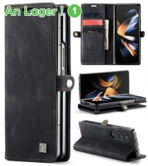 AutSpace A01 Retro Skin Feel Crazy Horse Étui de téléphone en cuir RFID pour Samsung Galaxy Z Fold4 Fold5