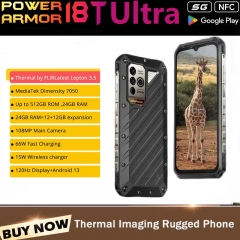 Ulefone Power Armor 18T Ultra 5G Android 13.0 6.58 pouces Téléphone robuste 24Go RAM 512Go de ROM Smartphone à imagerie thermique Caméra 108MP NFC